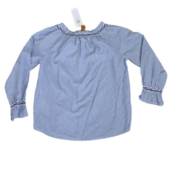 Peek Blue And White Stripe Embroidered Chambray Top Size 10 NWT - Picture 8 of 10